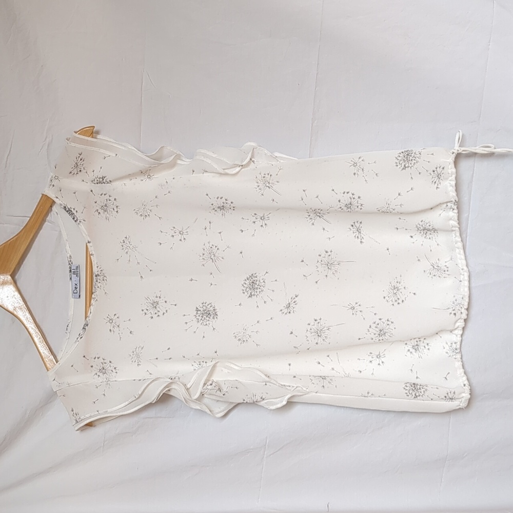 Dex blouse white black dandilon flutter lined small